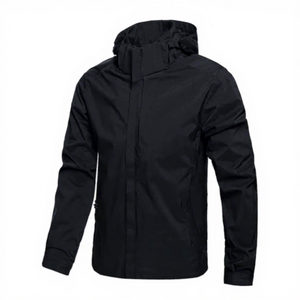 Custom Logo <b>Mens</b> Waterproof Hooded Hard Shell <b>Jacket</b> Solid Color Zip Up Outdoor Rainwear Casual Regular Fit <b>Track</b> Outerwear - Product Image 2