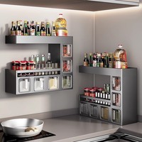 Étagère murale en métal à 3 niveaux pour épices, organisateur moderne de condiments, boîte de rangement pour assaisonnements et bocaux de cuisine, vente en gros