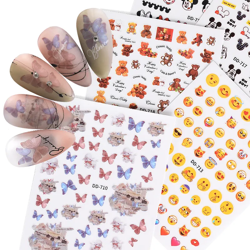 HONEY GIRL New Arrival Adhesive Nails Art 3D Cartoon Anime Wholesale Nail Stickers Decals