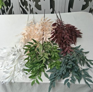 <span class=keywords><strong>Feuilles</strong></span> de <span class=keywords><strong>saule</strong></span> artificielles en soie verte d'approvisionnement d'usine pour la décoration d'événement - Product Image 3