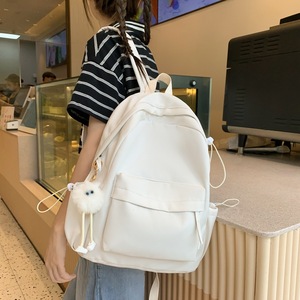 Simple <b>Backpack</b> For Women Solid Color <b>Lightweight</b> Shoulder Strap School Education Travel Laptop Bag Up To 14.9 In Summer 2023 - Product Image 1