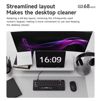 Ajazz AK690 Wired Mechanical Keyboard with Metal Knob, 68 Keys, Hot-Swappable, Suitable for Laptops/Pc Rainbow Light