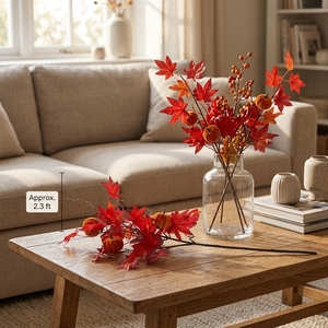 Composizione floreale decorativa con zucca simulata, foglia d'acero <span class=keywords><strong>e</strong></span> girasole, zucca in velluto, decorazione per il Festival del Raccolto <span class=keywords><strong>e</strong></span> il Ringraziamento - Product Image 2