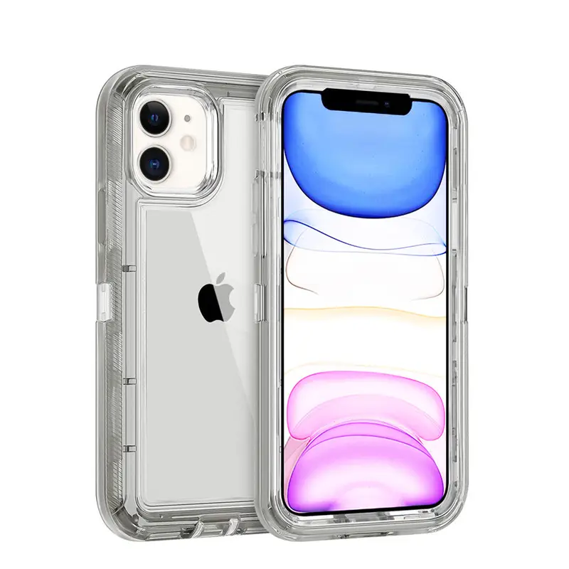 Coque blindée transparente 3 en 1 pour iPhone 14 Pro Max, antichoc hybride pour iPhone 13 12 11 téléphone portable