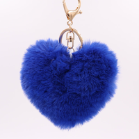 Porte-clés en peluche en forme de cœur rouge à la mode pour les couples, imitation fourrure de raton laveur, boule de fourrure de lapin, pendentif pour sac