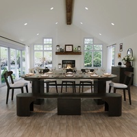 Muebles de Calidad Superior, Mesa de Comedor Extensible de Madera Sólida de Nogal con Borde Natural, Personalizable en Tamaño, para Cocina o Restaurante