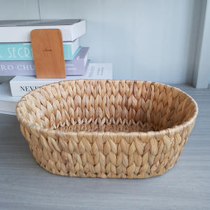 ตะกร้าเก็บของสานจากผักตบชวา ทำมือ รูปทรงสี่เหลี่ยมผืนผ้า สำหรับจัดเก็บของเล่น ตะกร้าเก็บของบนโต๊ะ สีธรรมชาติ RD235082 - Product Image 4