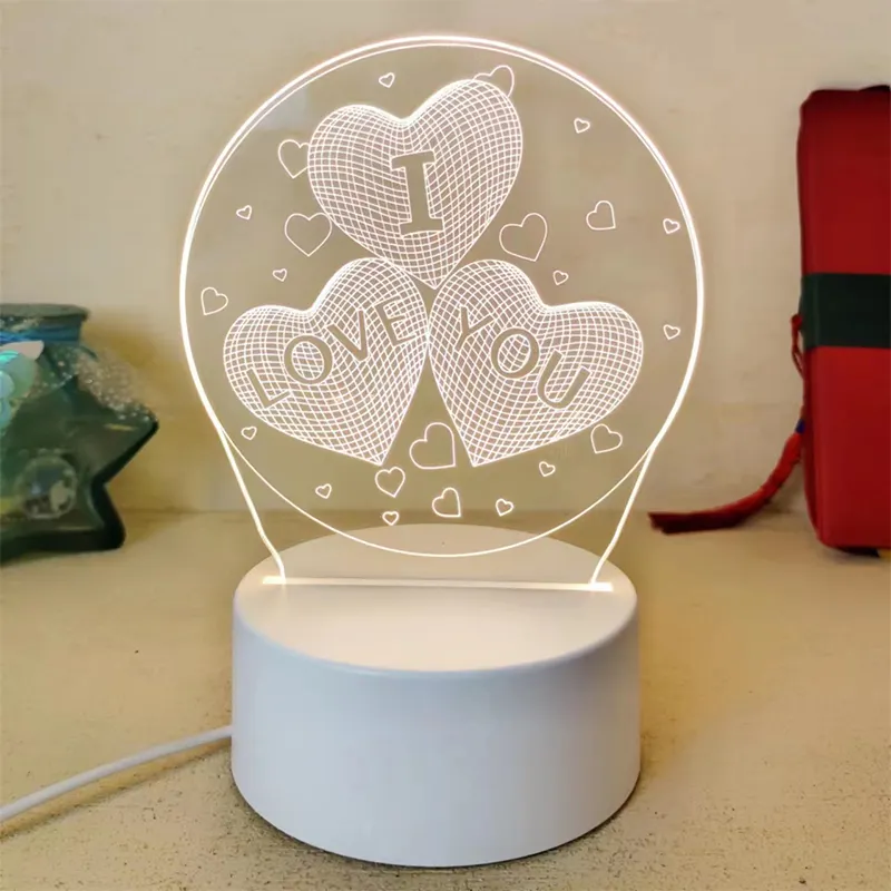 3D Creative USB Led Night Light Valentine's Day Gift Decor Nightlights Girlfriend Birthday Gift Wedding Decor Night Lamp