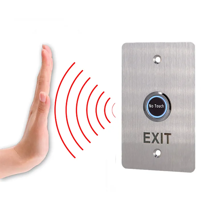 Sensores infravermelhos prata Touchless Exit Button Zigbee vidro de aço inoxidável de boa qualidade Black Access Control System