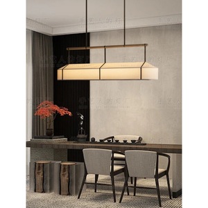 Lampe suspendue rectangulaire de style japonais, Led E27, commande par interrupteur, pour restaurant, salon de thé, luminaire d'étude - Product Image 4