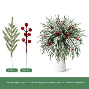 Branches artificielles <span class=keywords><strong>de</strong></span> pin <span class=keywords><strong>de</strong></span> Norfolk vert givré 10 tiges <span class=keywords><strong>de</strong></span> baies en plastique pour guirlande <span class=keywords><strong>de</strong></span> <span class=keywords><strong>Noël</strong></span>, 20 pièces - Product Image 6