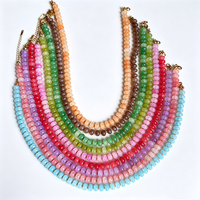 Kalung Batu Permata Permen Warna-warni Batu Alam Kaca Buatan Tangan Kalung Boho Musim Panas untuk Wanita Remaja Perhiasan Liburan