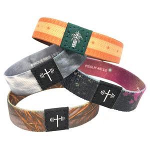 Custom Full Color Printing Elastic Fabric Polyester <strong>Bracelet</strong> Event Poly-Elastic <strong>Wristbands</strong> for Promotion - Product Image 3