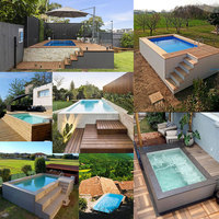 Moderner Outdoor-Swim-Spa-Pool für Erwachsene mit Holzschale, Fiberglas-Holz-Aufstellpool