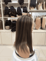 Perruques longues et droites sans colle en gros pour femmes blanches, pré-épilées, en cheveux humains vierges bruts, transparentes HD pour perruques Lace Front