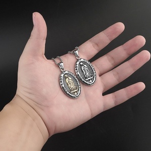 Collar con Colgante de la Virgen María Vintage, Joyería Unisex de Acero Inoxidable con Diseño Geométrico, Chapado en Oro, Regalos para Fiestas - Product Image 4