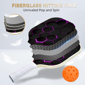 Ensemble de raquettes de <span class=keywords><strong>pickleball</strong></span> en fibre de verre approuvé par l'USAPA, surface en fibre de carbone, 2 raquettes, 4 balles, 1 sac - Noyau en nid d'abeille pour l'entraînement - Product Image 4
