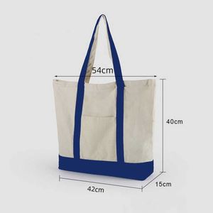 Bolsa de Compras Ecológica de Lona para Mujer, Estilo Moderno, con Bolsillo, Bolsa de Mano de Algodón con Logotipo Personalizado Impreso - Product Image 6