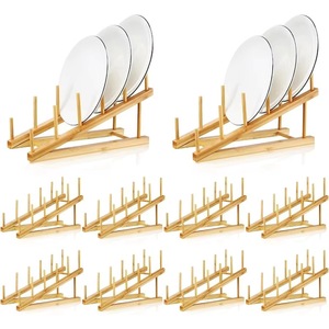 Kitchen cabinet storage unit, wooden bamboo <b>dish</b> rack, clothes rack, plate and bowl cabinet, cutting board display rack - Product Image 1