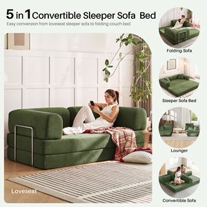 <span class=keywords><strong>Canapé</strong></span>-lit <span class=keywords><strong>convertible</strong></span> pour petits espaces, tissu vert, extra-large, pliable, livraison gratuite, emballage en boîte compressée - Product Image 4