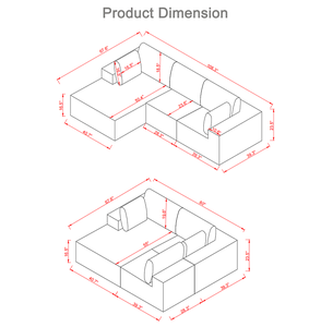 108.3" Sectional Foam Couch L-Shaped <b>Sofa</b> Chaise Lounge Modular Convertible <b>Hotel</b> Set Upholstered Corduroy Beige - Product Image 6