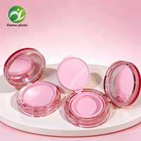 Étui compact pour poudre compacte rose rond de haute qualité, emballage de fond de teint cosmétique personnalisable en gros