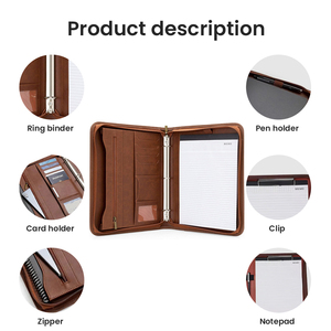 Điều hành A4 da danh mục đầu tư thư mục padfolio Đại học văn phòng thiết yếu kim loại clipboard kinh doanh tài liệu Organizer PU tập tin - Product Image 6