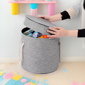 Panier de rangement pour jouets en tissu Oxford, style minimaliste moderne, 32x28cm, organisateur de vêtements et de linge pour enfants - Product Image 2