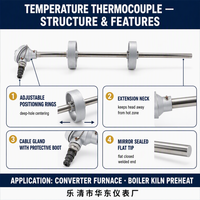 Thermocouple de préchauffage pour convertisseur HUADONG 300 tonnes, protection en céramique en alliage haute température à montage réglable