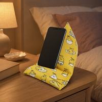 Support de téléphone en tissu imprimé personnalisé, rempli de mousse, pour bureau, lit, canapé et voyage