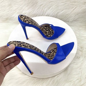 Chaussures pour femmes à talons hauts de 12 cm, bout pointu, pour soirée, rendez-vous galant, mode sexy, sandales de 10 cm, grandes tailles 46, mules - Product Image 6