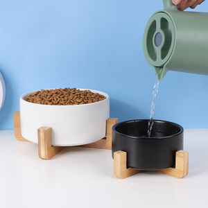 Atacado Luxo Logotipo Personalizado Cerâmica Pet <span class=keywords><strong>Food</strong></span> e Água <span class=keywords><strong>Bowl</strong></span> com Madeira <span class=keywords><strong>Stand</strong></span> para Cães e Gatos - Product Image 5