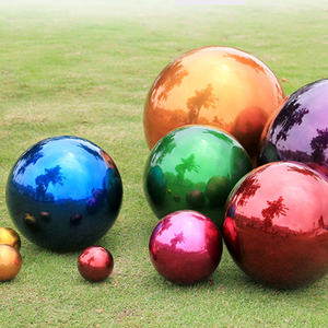 Sfera Lucida Semitonda in Acciaio Inossidabile, Cava, Lucidata, Riflettente, Liscia, Scultura d'Arte Moderna Blu Brillante Personalizzabile per Festività - Product Image 5