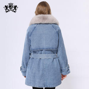 Cappotto di jeans di jeans con collo di pelliccia di volpe di design caldo per le donne invernali - Product Image 3