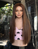 Perruque Lace Front 13*4 en Cheveux Humains Lisses, Semi-Préfabriquée, Sans Colle, Pré-Pluckée, Ligne de Cheveux Naturelle, Qualité Supérieure