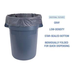 Poubelles industrielles Boardwalk de 45 gallons, 1,3 mil, grises, 40 x 46, pour poubelles à déchets, 100/carton - Product Image 3