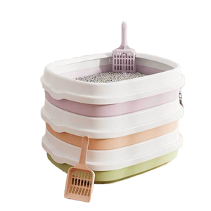 6 Colors Easy-Clean Plastic Cat <strong>Litter</strong> Box with <strong>Scoop</strong> Semi-Enclosed Pet <strong>Dog</strong> Toilet with Features - Product Image 1