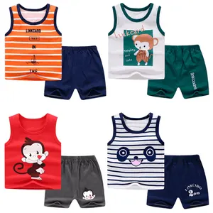 Ensemble de vêtements d'été pour enfants de 2 pièces: gilet en coton, sans manches, short et t-shirt de sport