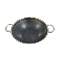 Dreischichtiger Edelstahl-Wok, beidseitig geätzt, antihaftbeschichtet, mit Glasdeckel, universell für Gasherd und Induktionsherd geeignet, Küchenutensilien