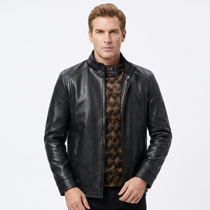 Motorcycle <b>Leather</b> <b>Jacket</b> Cross Zip Asymmetric Punk Rock Coat Sleek Designer Fashion Outerwear <b>Men</b> <b>Leather</b> <b>Jackets</b> - Product Image 5