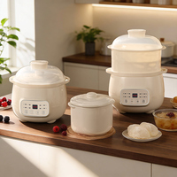 Olla Eléctrica Silenciosa Portátil Great Bear de 2L, Olla de Cerámica Multifunción para Guisos, Huevos, Sopas y Vapor