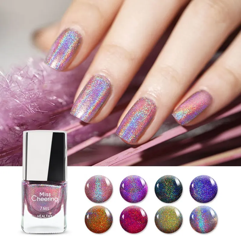 7ml Nail Polish Holographic Laser Colorful Varnish Glitter Lacquer Top-graded Lacquer Long Lasting LED UV Gel Manicure Polish