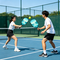 Raquette de pickleball personnalisée en gros, épaisseur 16 mm, surface en fibre de verre, noyau en nid d'abeille PP, design portable, équipement sportif d'entraînement