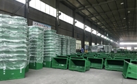 Tempat Sampah roda empat logam besi galvanis, 660L, wadah daur ulang sampah industri tugas berat, lengan kait