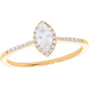 KEEVA JEWELS Bague de fiançailles en argent plaqué or Moissanite ronde et autre coupe avec halo Produit de haute qualité - Product Image 3