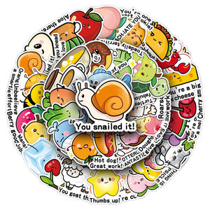 50 Uds texto creativo no infractor Material de PVC pegatinas de poste de recompensa en inglés Original para auriculares pegatinas de decoración de nevera - Product Image 5