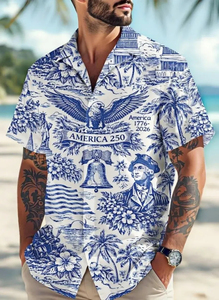 Chemise Hawaïenne Homme Manches Courtes Été Plage Décontractée Coton Popeline Col Rabattu Imprimée Respirante Vacances - Product Image 3