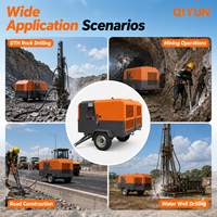 Compresseur à vis portable QIYUN, neuf, mobile, diesel, refroidi par air, sans huile, silencieux, pour usage minier