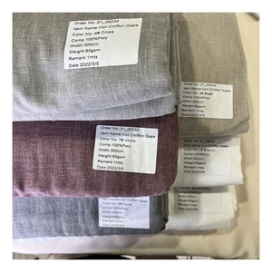 5888-030 Vente en gros à chaud Tissu de rideau en gaze de chiffon 100% polyester tissé aspect lin uni teint transparent <span class=keywords><strong>pour</strong></span> chambre à coucher - Product Image 4