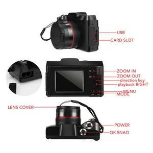 Caméra DV noire avec anneau rouge, objectif numérique L=9,88 mm, ouverture S9, 16MP CMOS, 4K, écran rotatif inclinable, caméra selfie pour vlog - Product Image 2